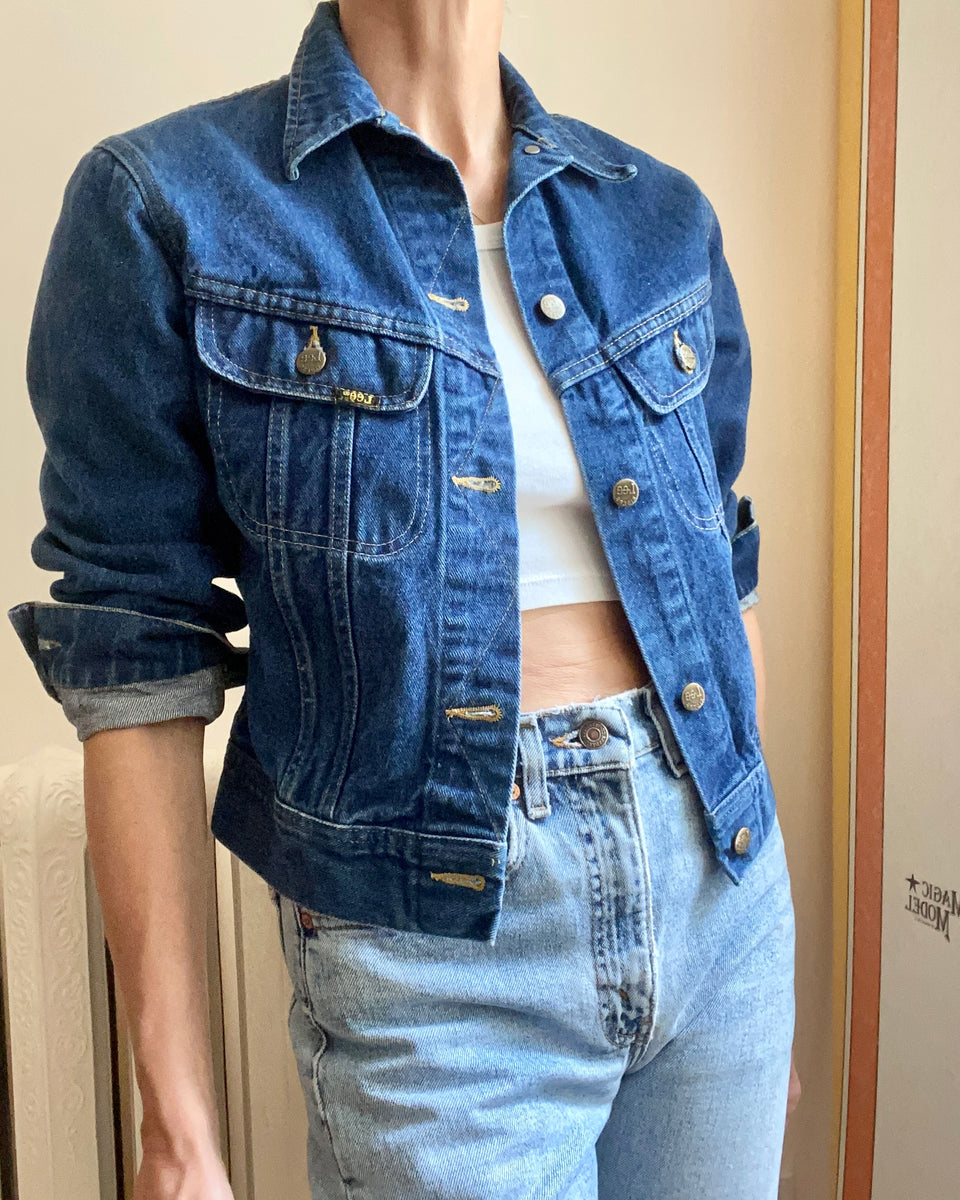 ジャケット・アウター 1970's Hand Paint riders Vintage 1980's Lee Riders Jean Jacket Made In USA Dark Wash PATD