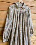 VINTAGE Paisley Fine Cotton Flannel Prairie Nightgown With Peter Pan Collar S SM 4