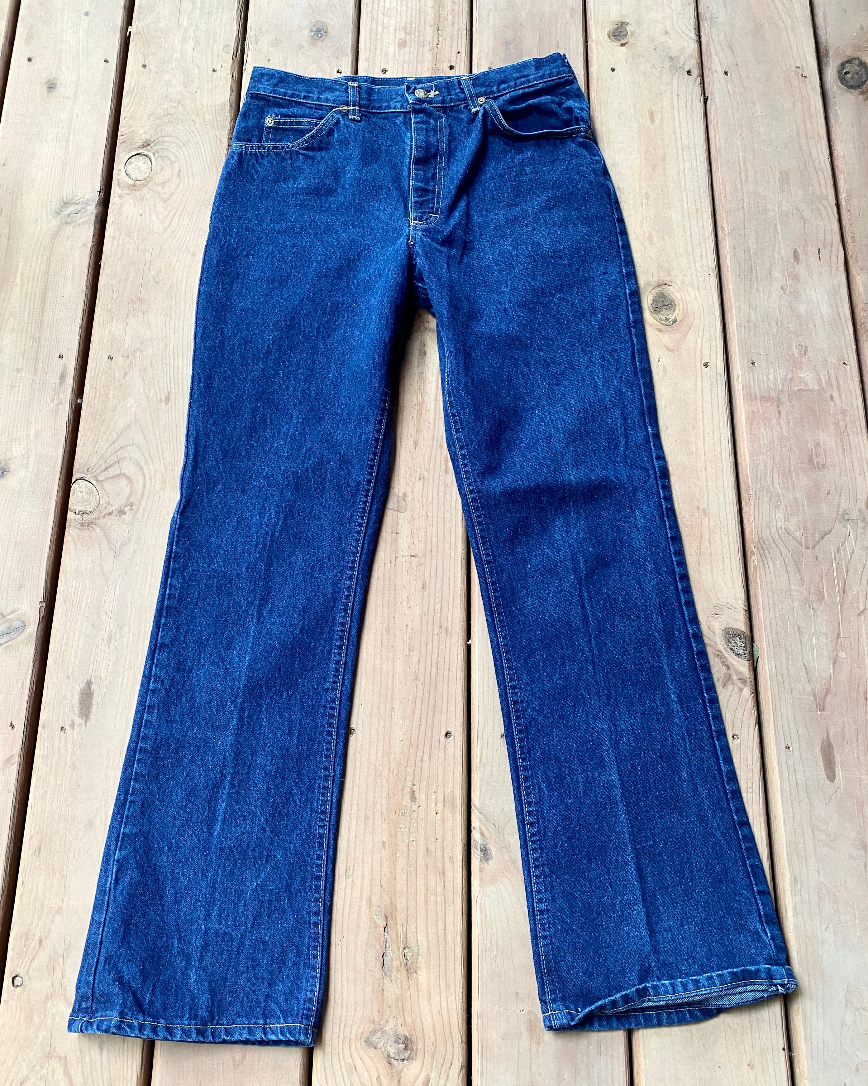 Vintage 1970s LEE Riders Made in USA Dark Wash Flare Jeans 31
