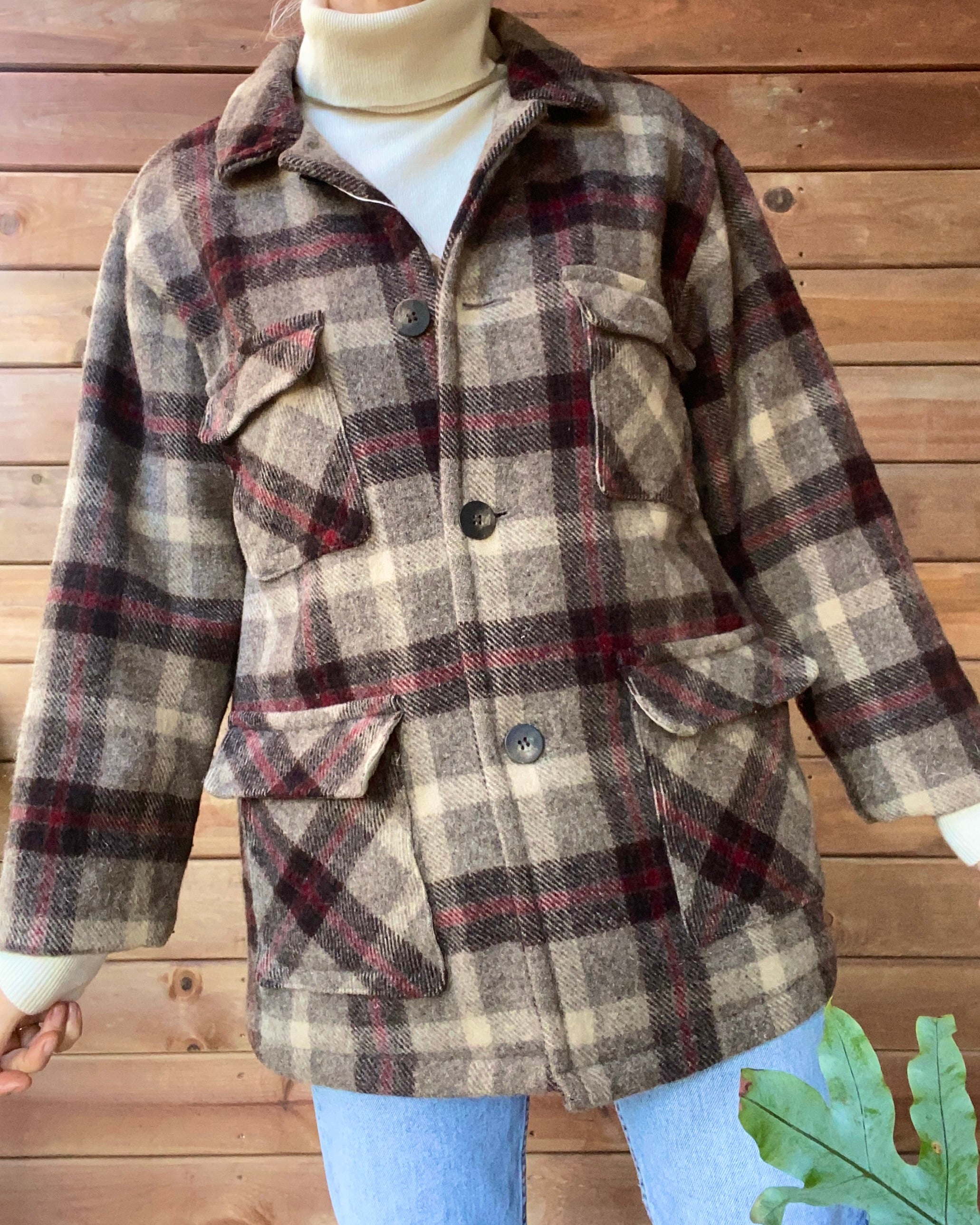 Vintage Woolrich Wool Plaid Hunting Outdoorsman Jacket Coat USA M L