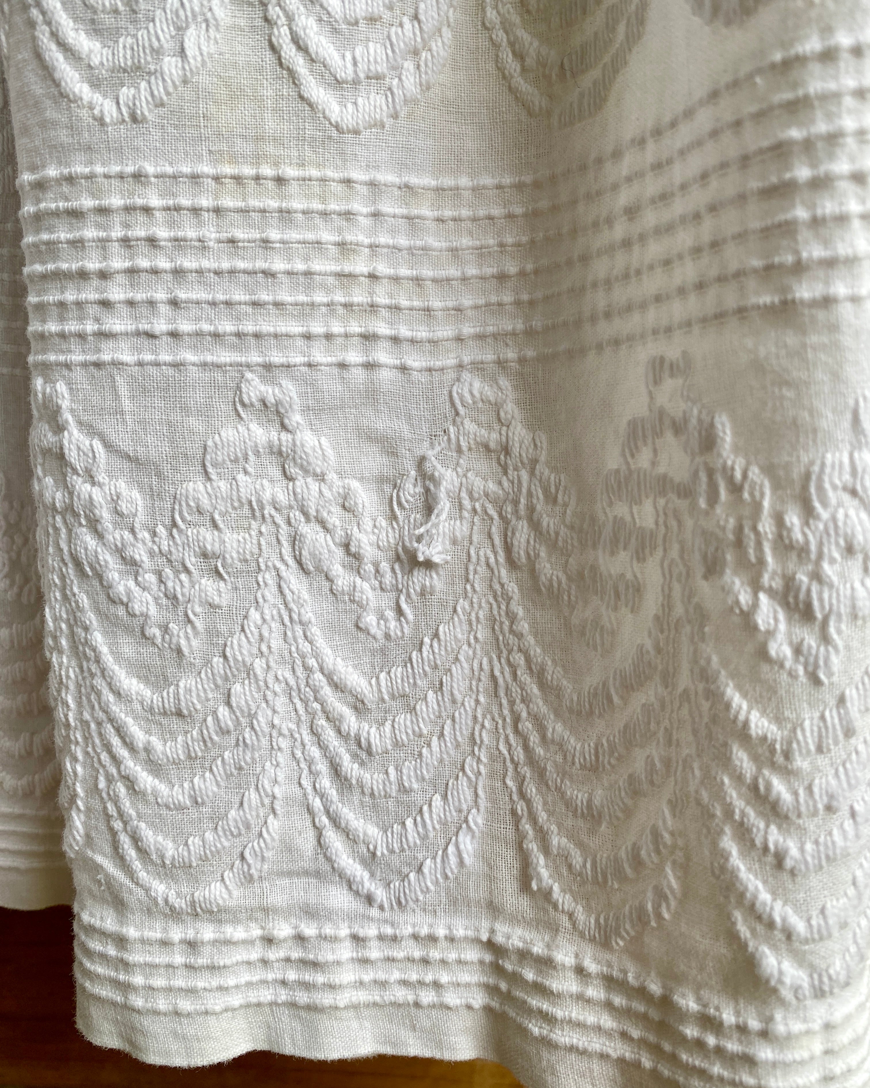 Antique Victorian White Embroidered Cotton Petticoat