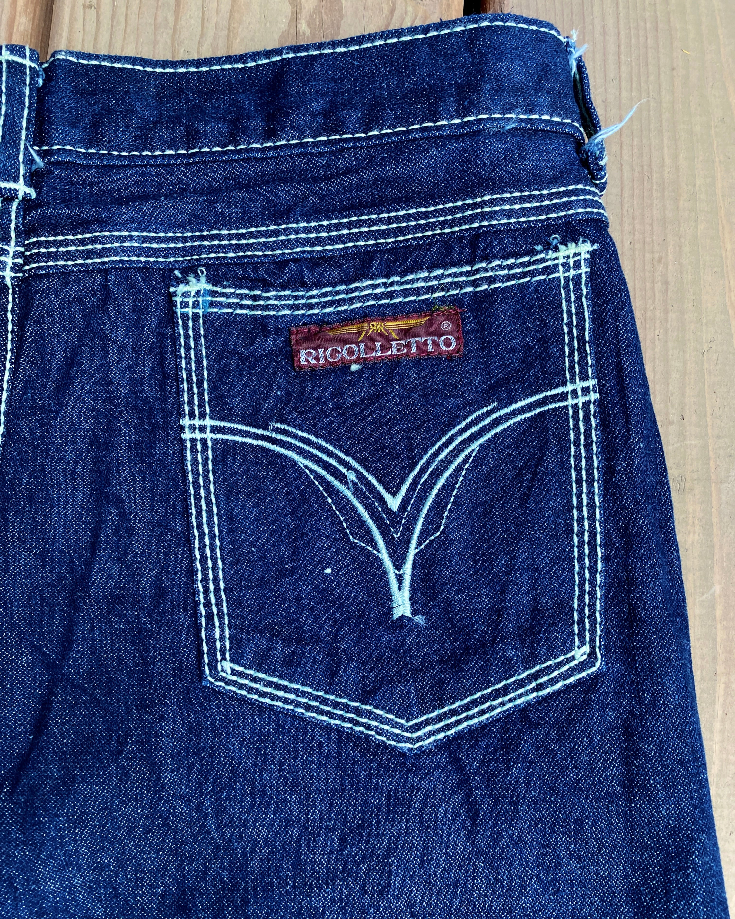 Vintage Deadstock NWT 1970s High Waisted Rigolletto Raw Denim Jeans size 28