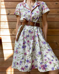 Vintage 1940s Cotton Floral House Dress L