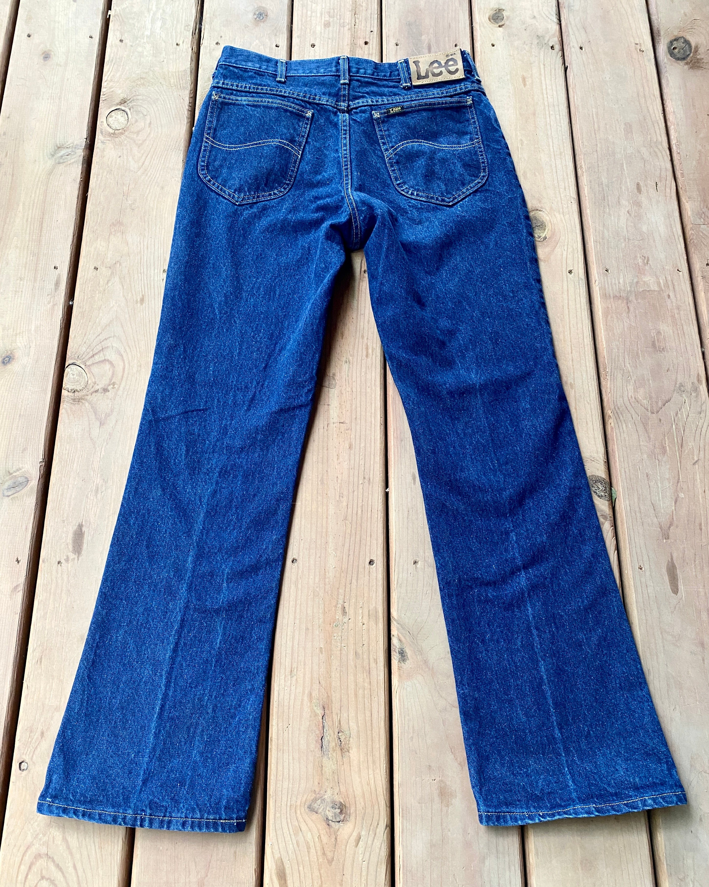 Vintage 1970s LEE Riders Made in USA Dark Wash Flare Jeans 31