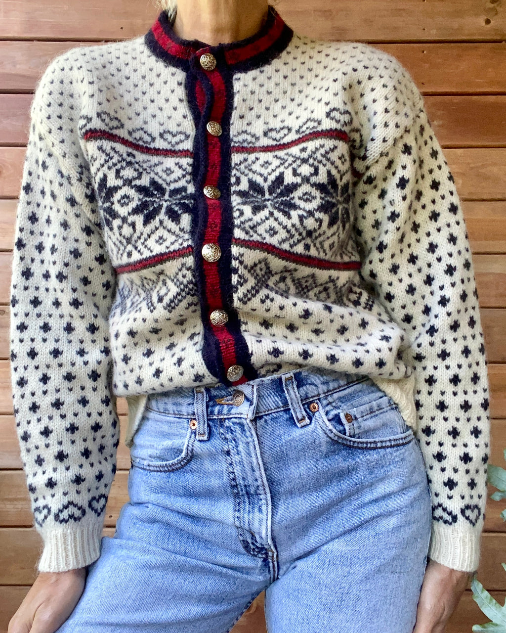 VINTAGE LLBEAN Nordic Fairisle Wool Cardigan M Made in USA