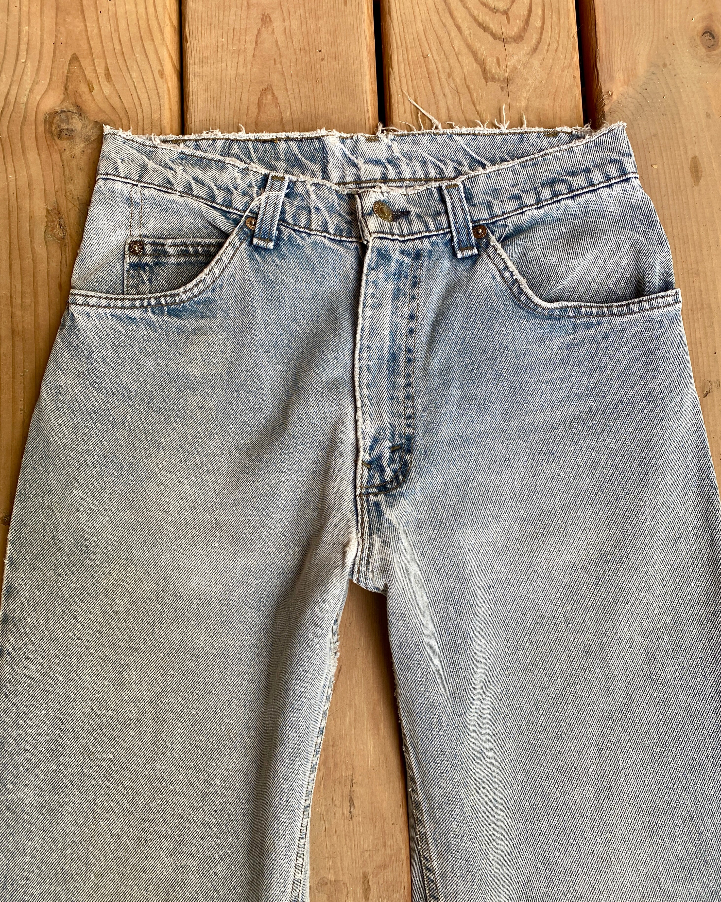 Vintage 1980s Black Tab Levis 550 Light Grey Wash Jeans size 30