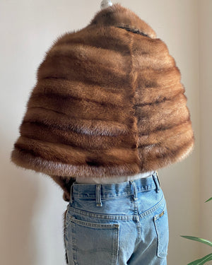 Vintage Blonde Mink Shawl Stole Cape Jacket With Tails