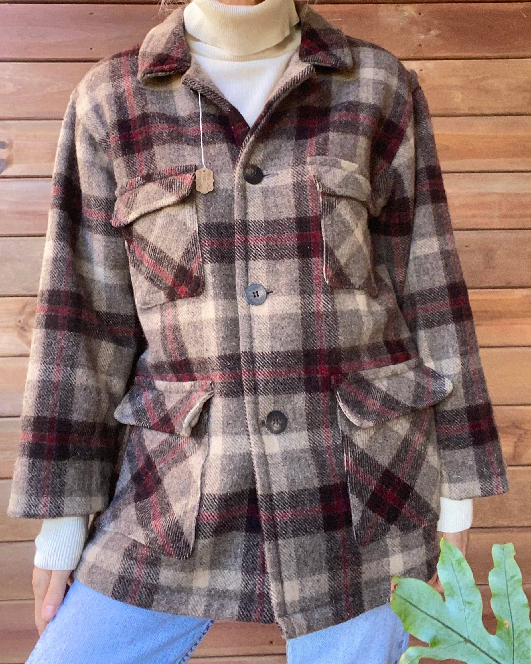 Vintage Woolrich Wool Plaid Hunting Outdoorsman Jacket Coat USA M L