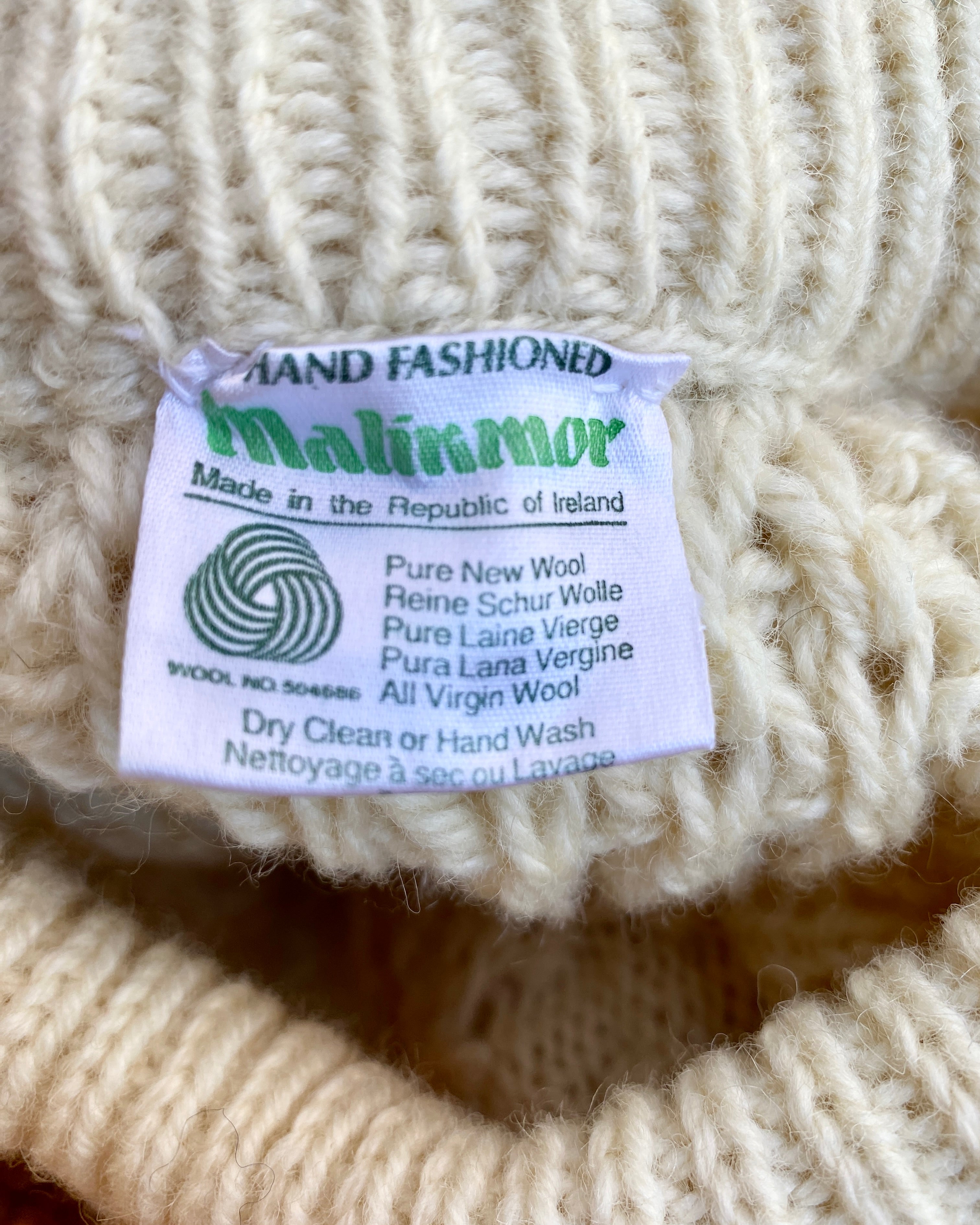 Vintage Handknit Tuck Stich Cable Fisherman Sweater M