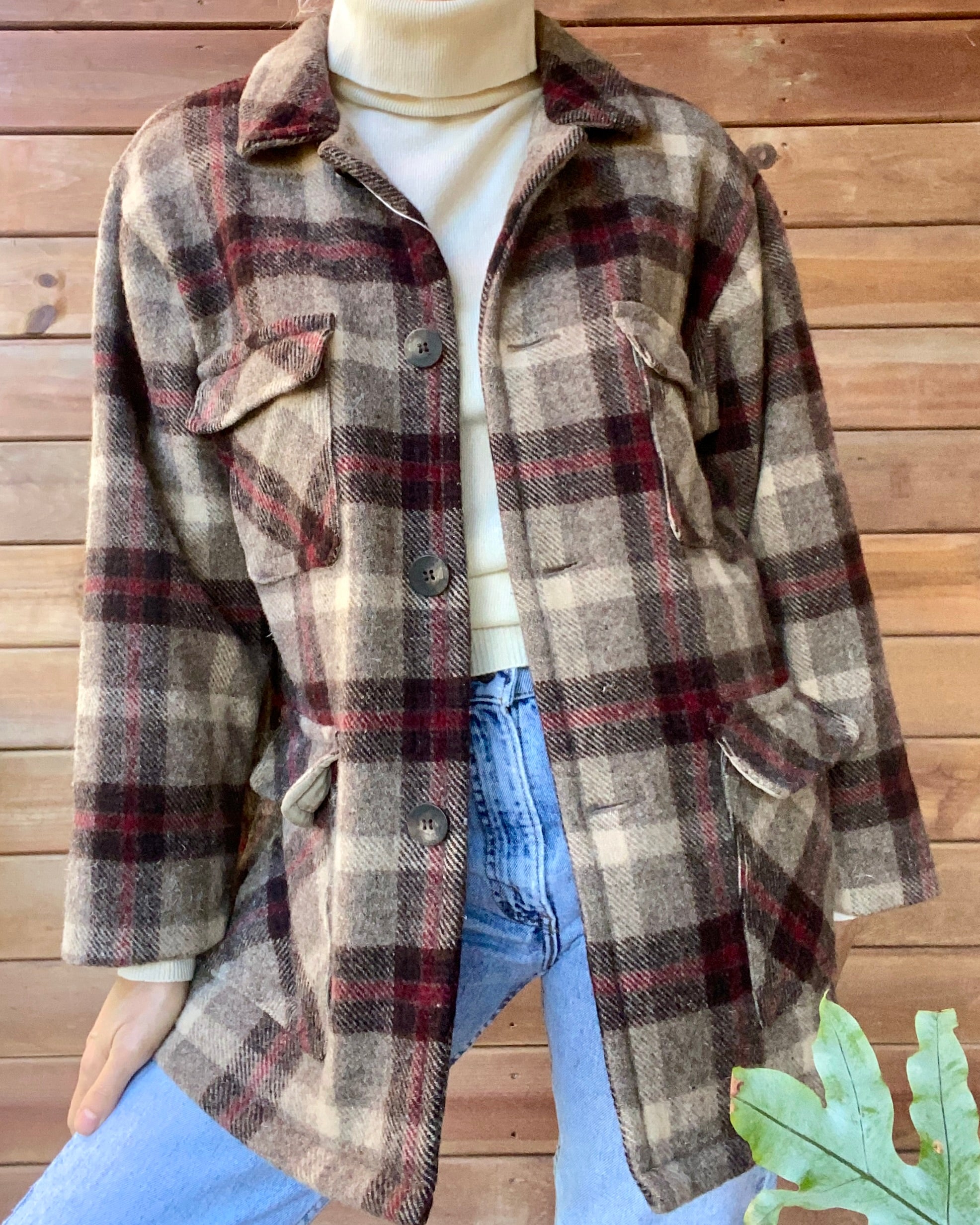 Vintage Woolrich Wool Plaid Hunting Outdoorsman Jacket Coat USA M L