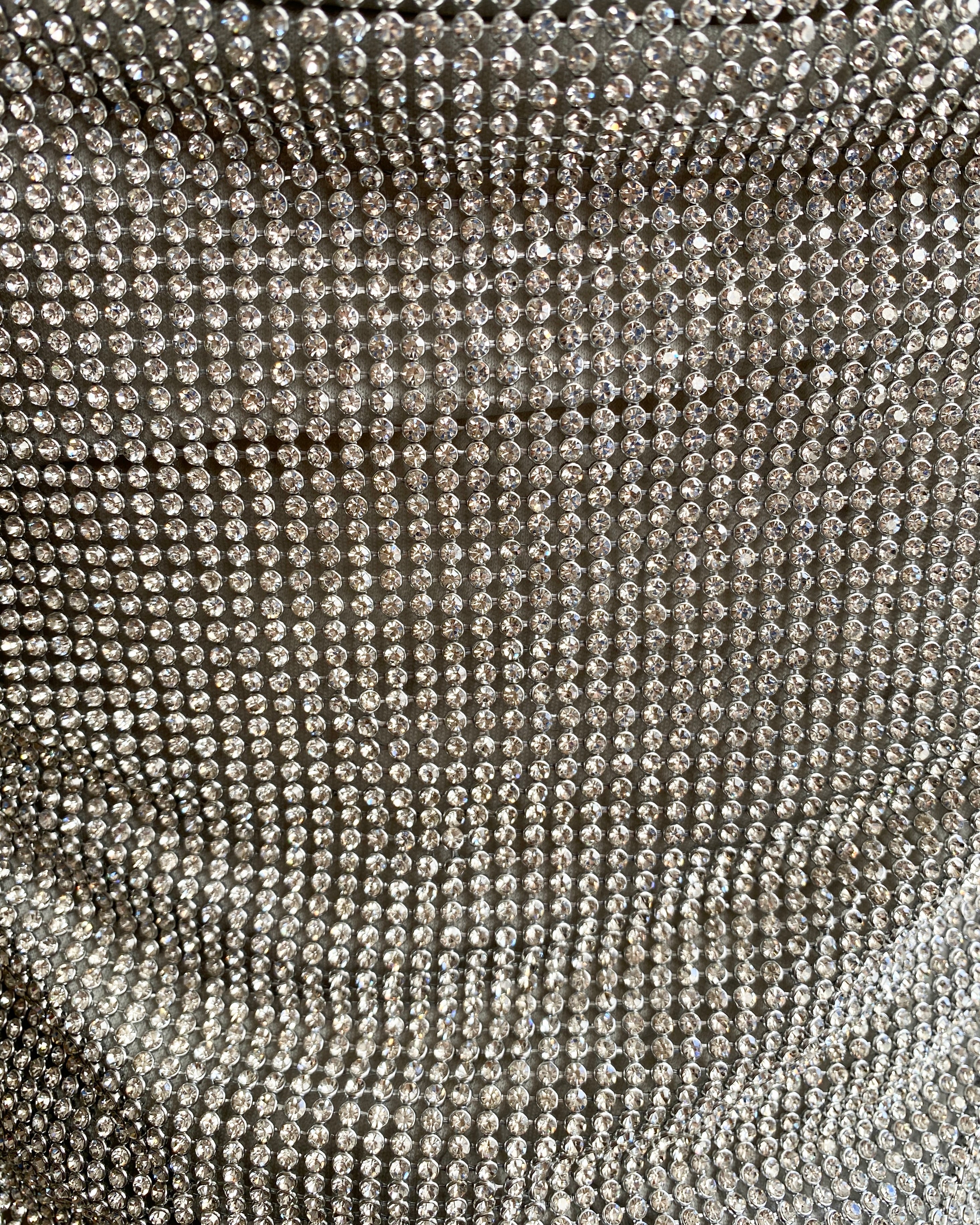 Vintage 1990s Rhinestone Chain Mail / Metal Mesh / Metal Net Cowl Neck Spaghetti Strap Top SM 4 6