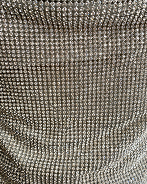Vintage 1990s Rhinestone Chain Mail / Metal Mesh / Metal Net Cowl Neck Spaghetti Strap Top SM 4 6