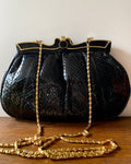 Vintage Black Snake Skin Farnell Paris Bag with Gold Chain
