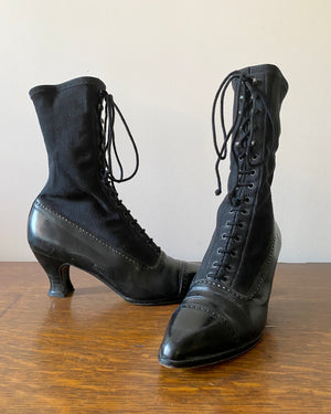 Vintage 1990s STUART WEITZMAN for Browns Shoes Black Victorian Lace Up Steampunk Booties 7