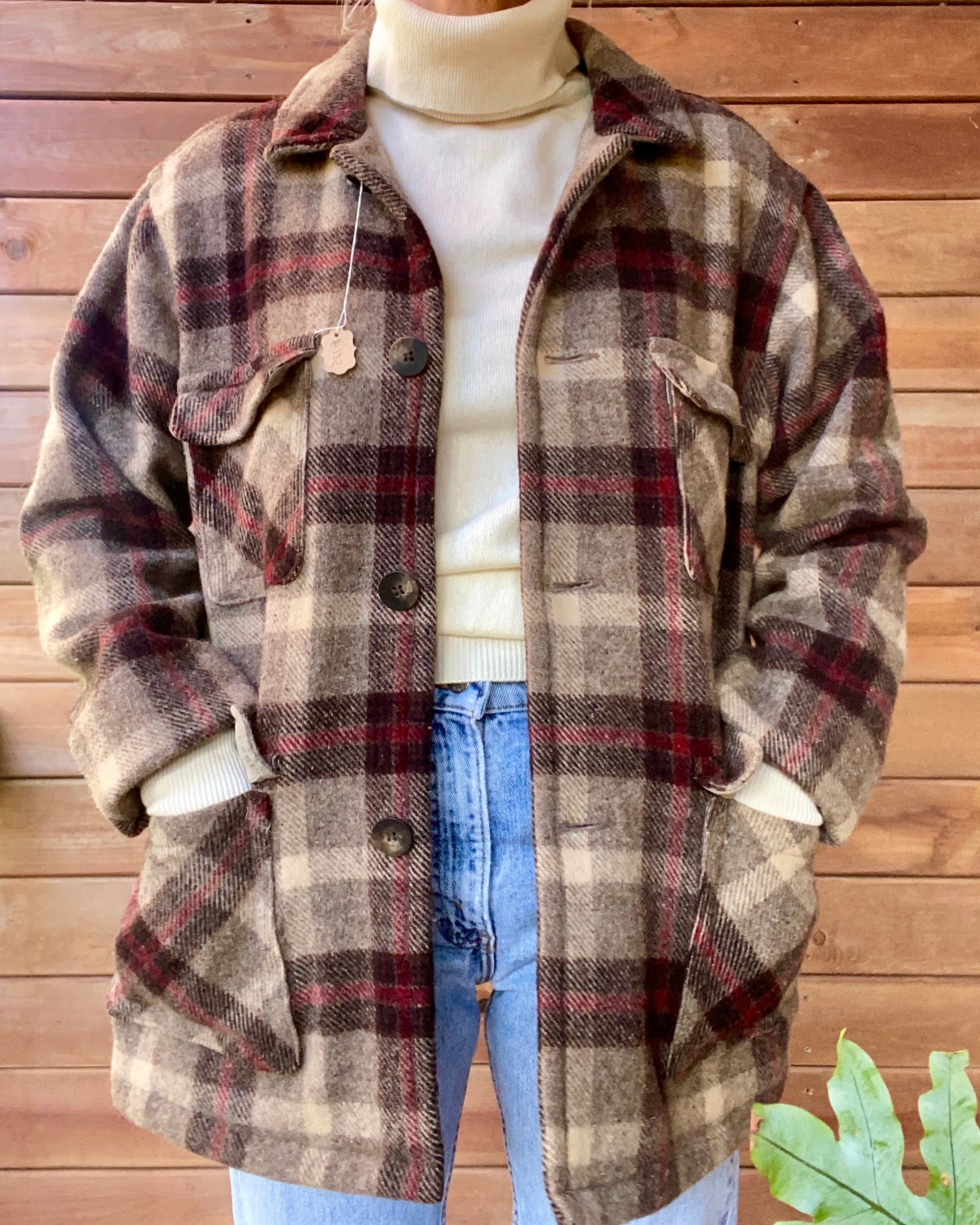 Vintage Woolrich Wool Plaid Hunting Outdoorsman Jacket Coat USA M L