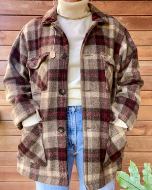 Vintage Woolrich Wool Plaid Hunting Outdoorsman Jacket Coat USA M L