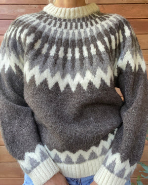 VINTAGE LANDS END Icelandic Earth Tone Fairisle Wool Sweater M