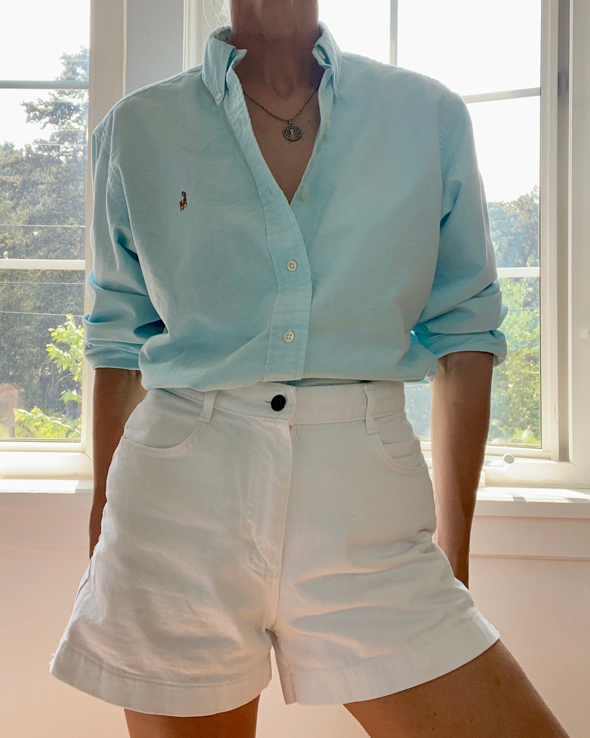Vintage Ralph Lauren Mens Oxford Aqua Shirt