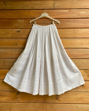 Antique Victorian White Embroidered Cotton Petticoat