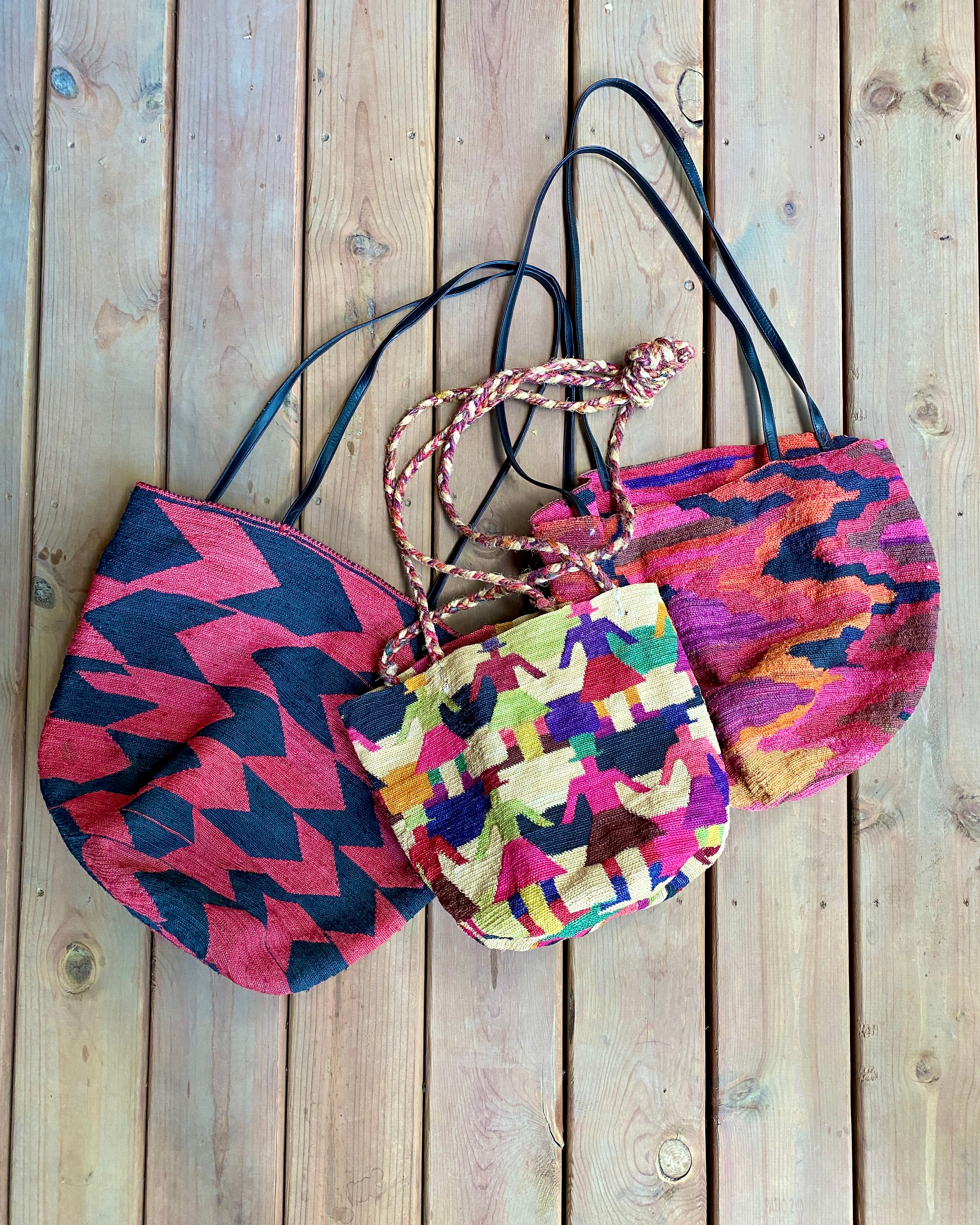 Vintage Handmade African Sisal Tote Bag Multi