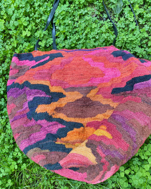 Vintage Handmade African Sisal Tote Bag Multi