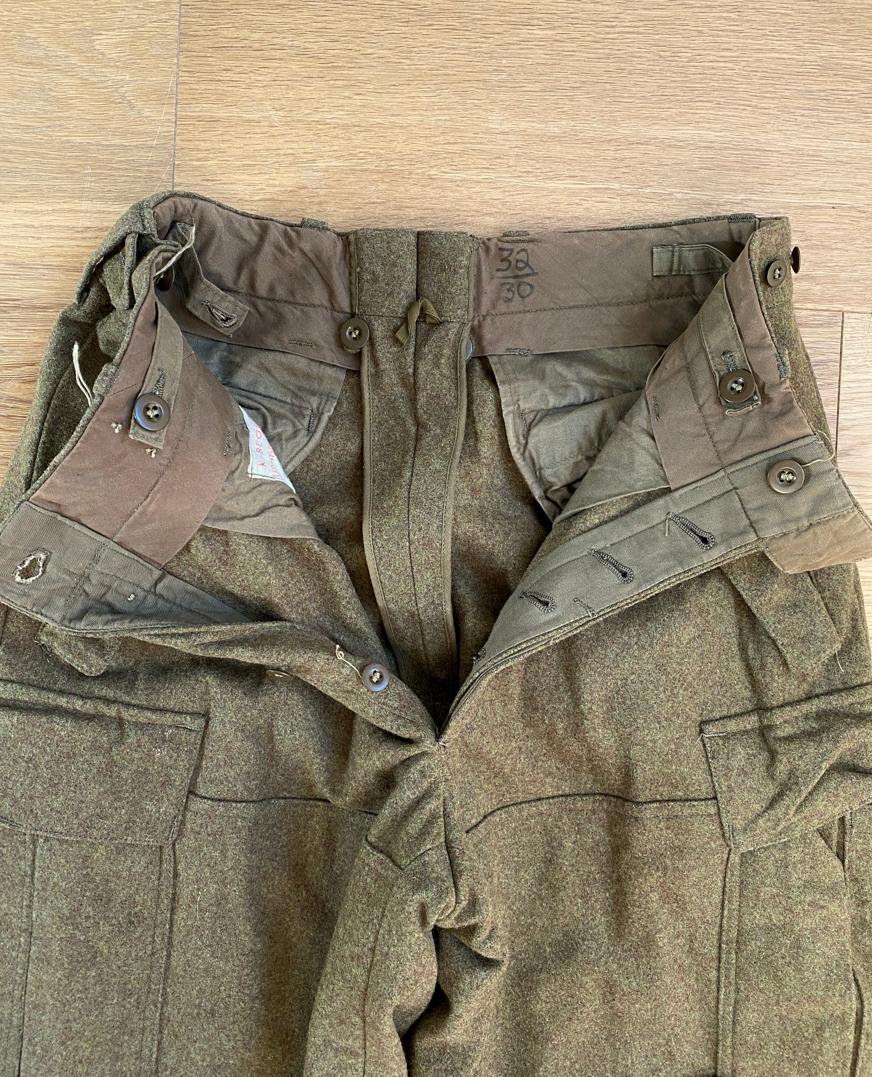 Vintage 1962 K. BEGEMANN German Wool Green Army Military Cargo Tactical Pants New Condition