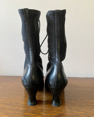 Vintage 1990s STUART WEITZMAN for Browns Shoes Black Victorian Lace Up Steampunk Booties 7