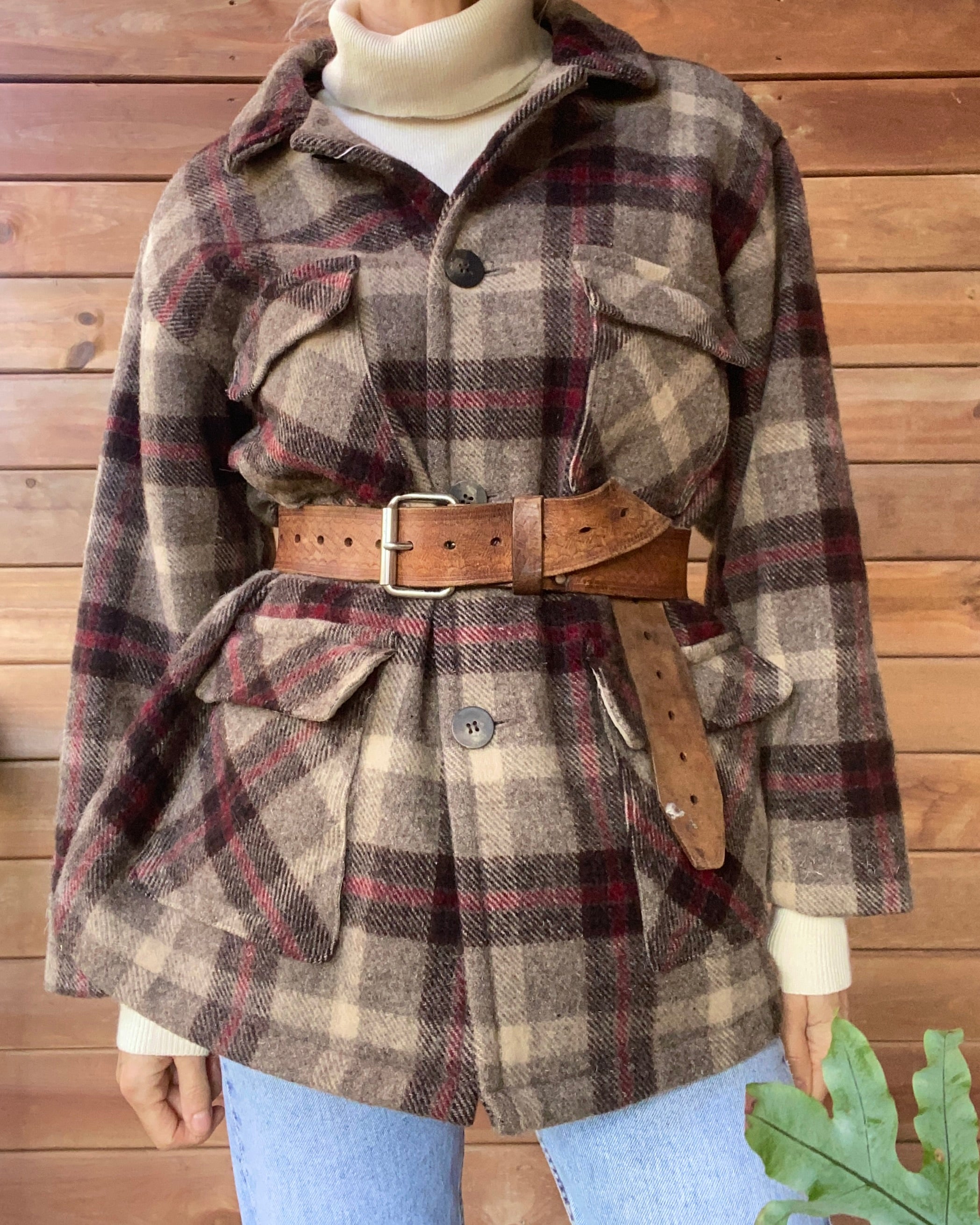 Vintage Woolrich Wool Plaid Hunting Outdoorsman Jacket Coat USA M L