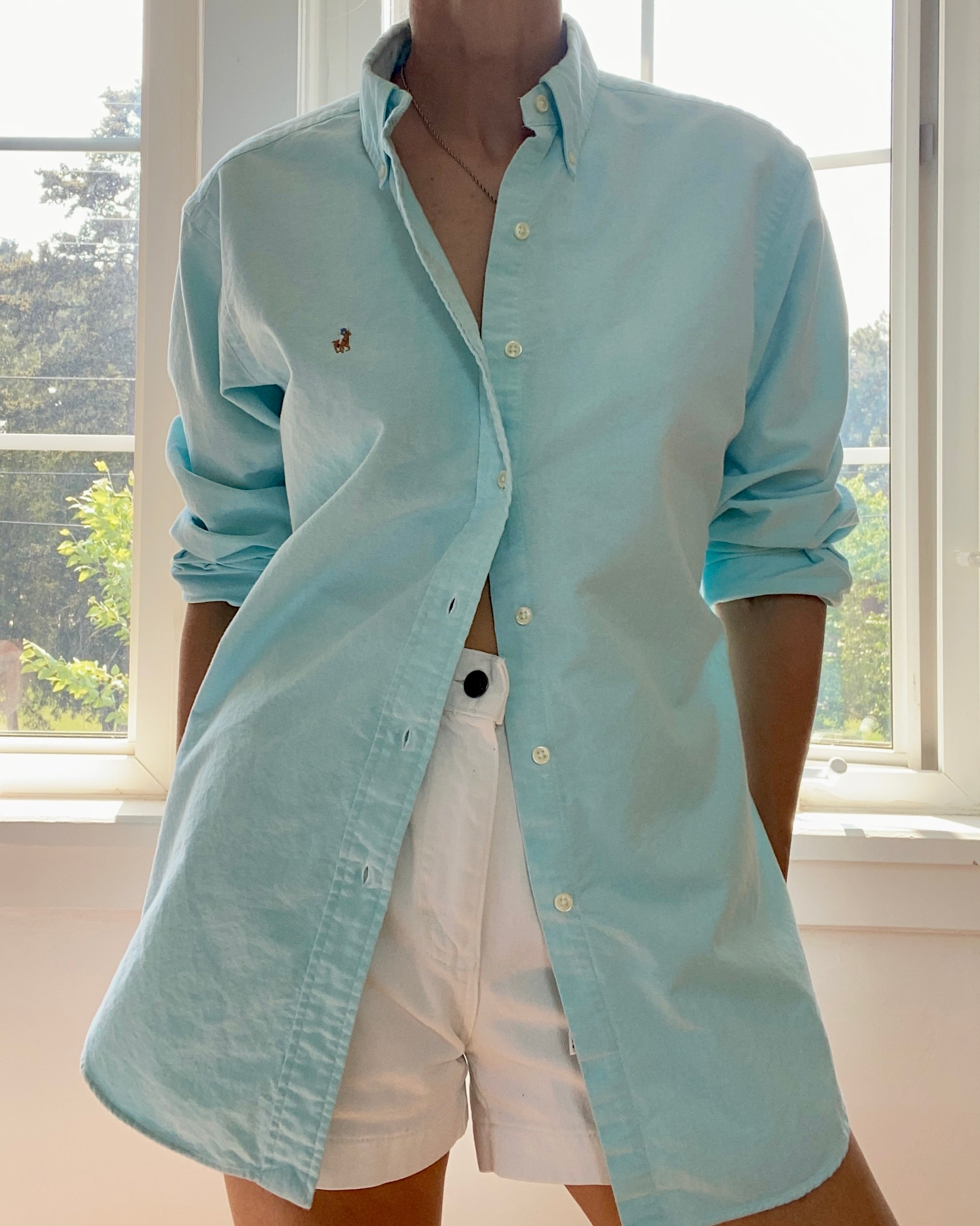 Vintage Ralph Lauren Mens Oxford Aqua Shirt