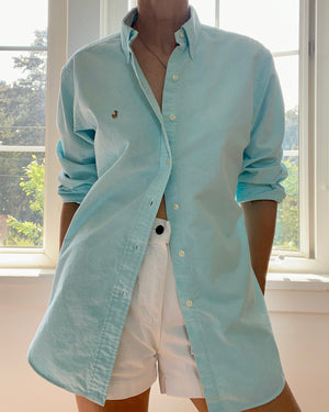 Vintage Ralph Lauren Mens Oxford Aqua Shirt