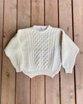 Vintage Kids Handknit Cream Fisherman Cable Sweater