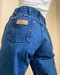 Vintage Wrangler 1990s High Waist Straight Leg Dark Blue Wash Jeans 29 to 30