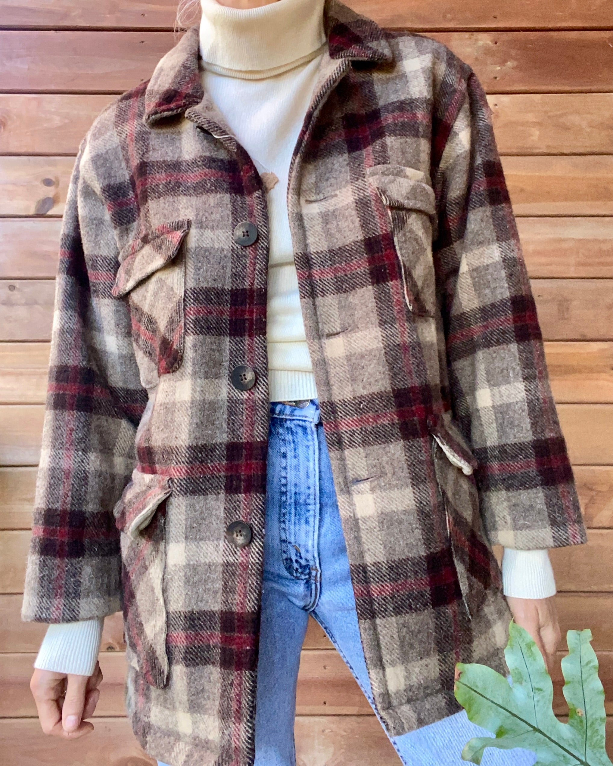 Vintage Woolrich Wool Plaid Hunting Outdoorsman Jacket Coat USA M L