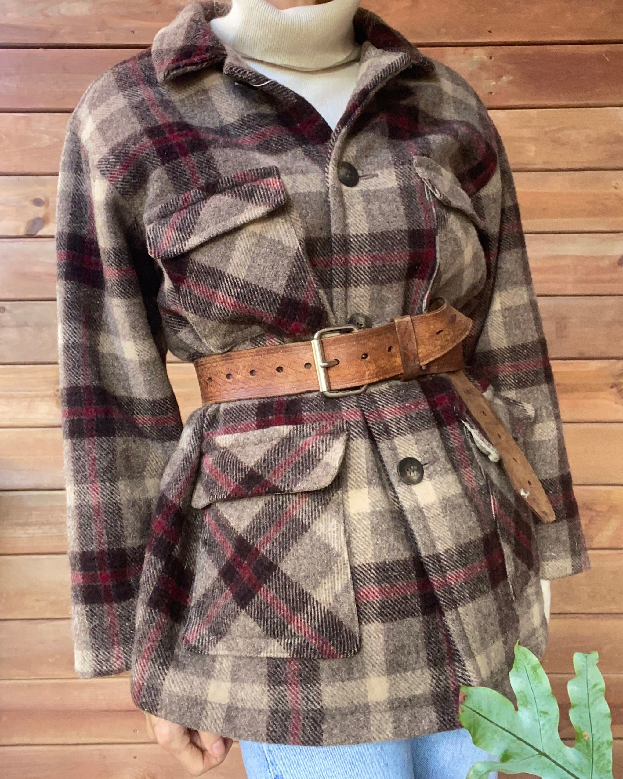 Vintage Woolrich Wool Plaid Hunting Outdoorsman Jacket Coat USA M L