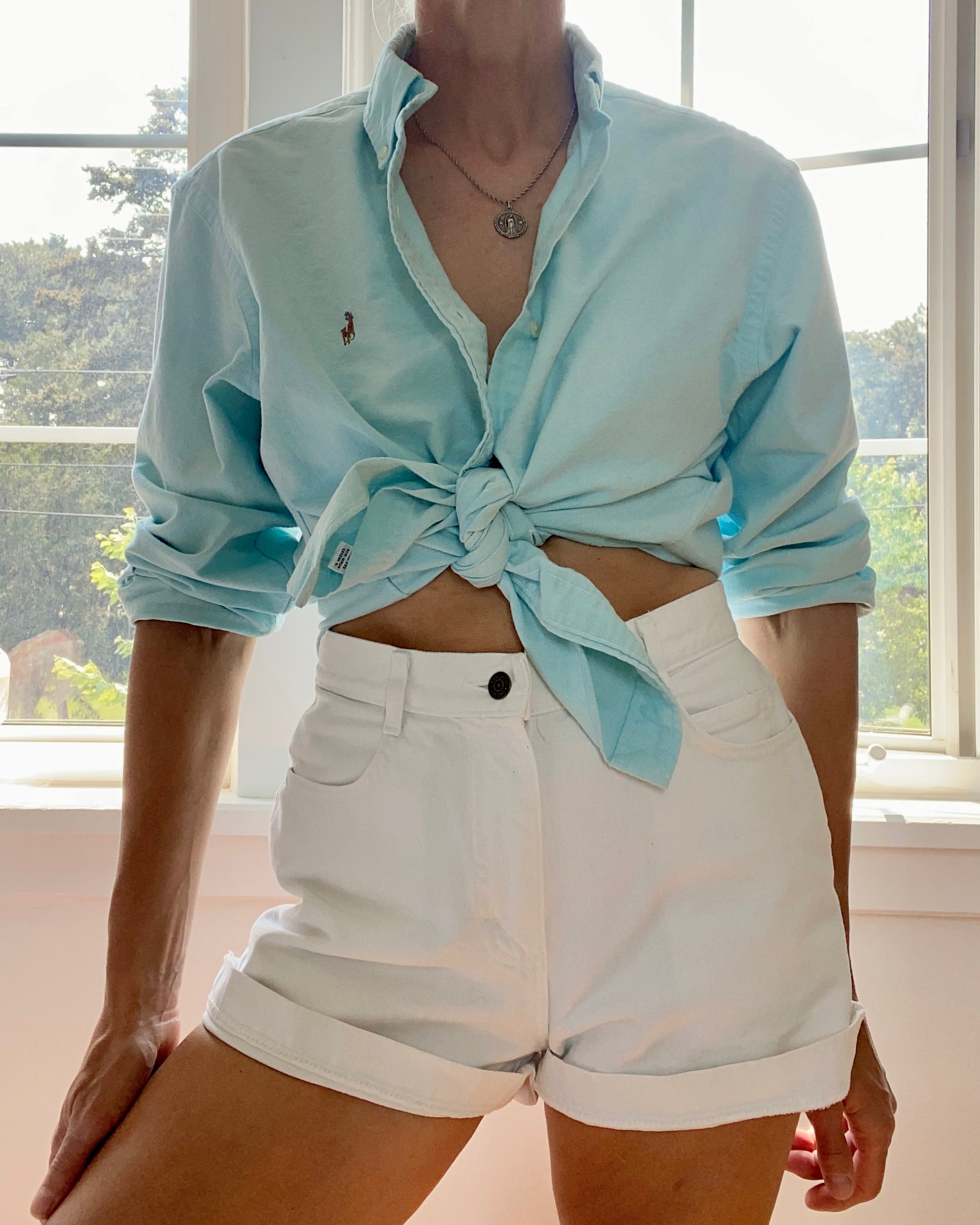 Vintage Ralph Lauren Mens Oxford Aqua Shirt
