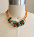 Vintage 1940s Beaded Necklace Amethyst Carnelian Adventurine