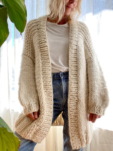 Pre Loved BOZIDARA Hand Knit Cream Shoulder Detail Cardigan