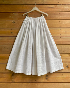 Antique Victorian White Embroidered Cotton Petticoat