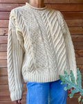 Vintage Handknit Paul James Horseshoe Cable Fisherman Sweater