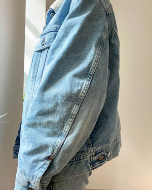 Vintage Lee Riveted Blanket Lined Jean Jacket Light Wash L XL