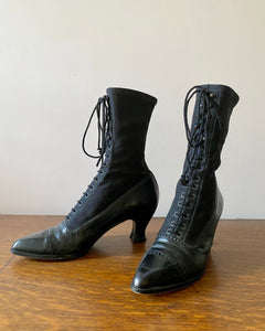 Vintage 1990s STUART WEITZMAN for Browns Shoes Black Victorian Lace Up Steampunk Booties 7