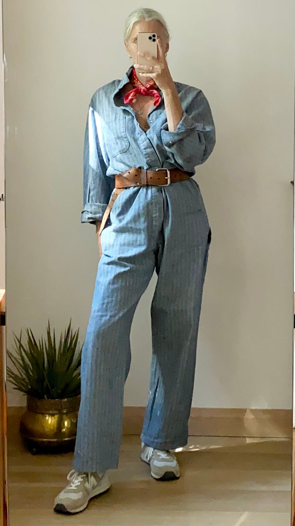Vintage 1990s WEAR GUARD Stripe Herringbone Mechanic Boiler Carpenter Jumpsuit Coveralls 44R USA