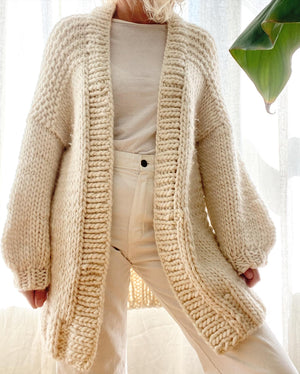 Pre Loved BOZIDARA Hand Knit Cream Shoulder Detail Cardigan