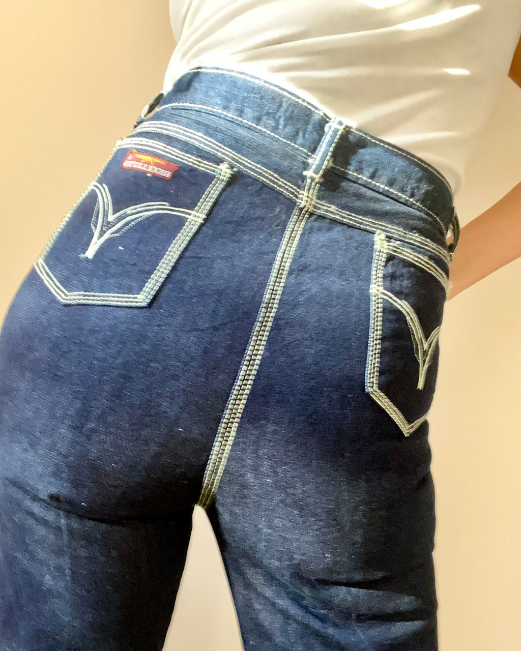 Vintage Deadstock NWT 1970s High Waisted Rigolletto Raw Denim Jeans size 29