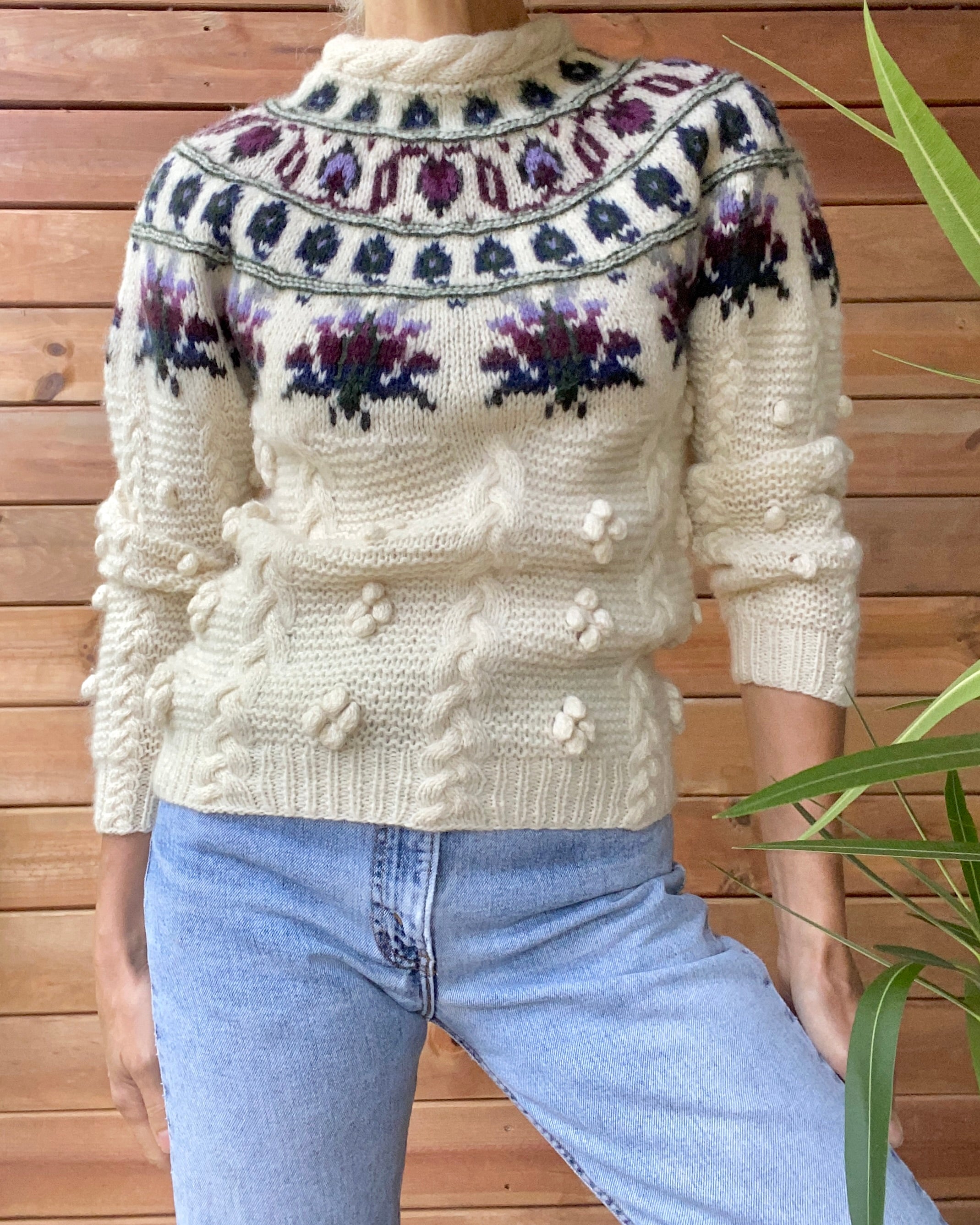 VINTAGE WOOLRICH Nordic Fairisle Cable Wool Sweater S M