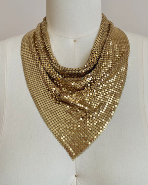 Vintage 1950s Whiting and Davis Gold Mesh Chain Mail Scarf Necklace