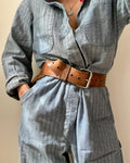 Vintage 1990s WEAR GUARD Stripe Herringbone Mechanic Boiler Carpenter Jumpsuit Coveralls 44R USA