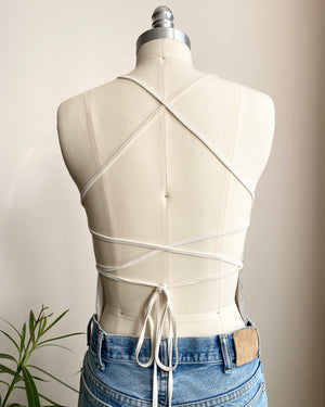 Vintage 1990s Rhinestone Chain Mail / Metal Mesh / Metal Net Cowl Neck Spaghetti Strap Top SM 4 6