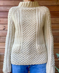 Vintage Handknit Cream Bobble Fisherman Sweater M