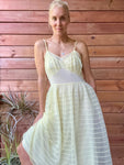 Vinatge 1950s Saks Fifth Avenue Yellow Stripe Chiffon Nightgown Slip Dress